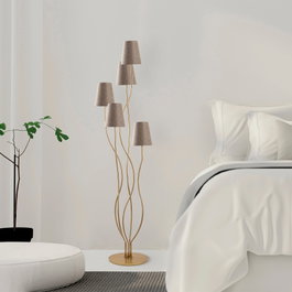 Opviq Bonibon - 13241 Lámpara de pie de metal dorado y beige